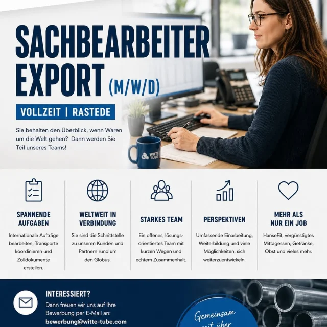Verstärkung für unser Export-Team gesucht! Du kennst dich mit Export, Versand oder Außenwirtschaft aus und behältst auch...
